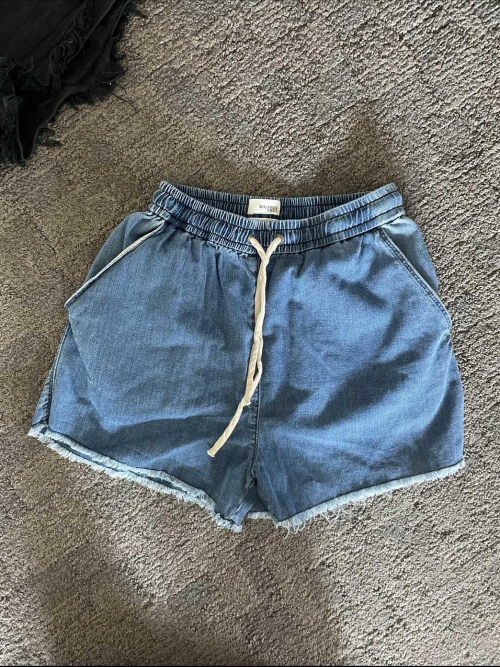 Wilfred Light Blue Denim Drawstring Shorts